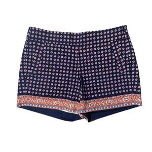 J Crew | City Fit Chino Paisley Navy Shorts 100% Cotton Hidden Zipper Size 4